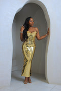 GILDED POISE – GOLD CORSET GOWN